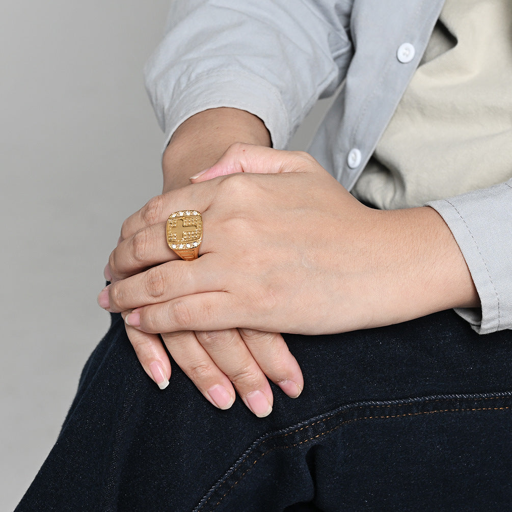 Stainless Steel Cross Ring For Men Durable Trendy Autumn Design Planderful For Bold Gents