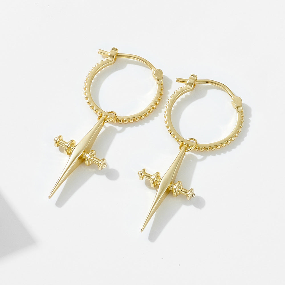 Accessories 925 Sterling Silver Ear Buckle Cross Earrings Style Personalized Versatile Earrings