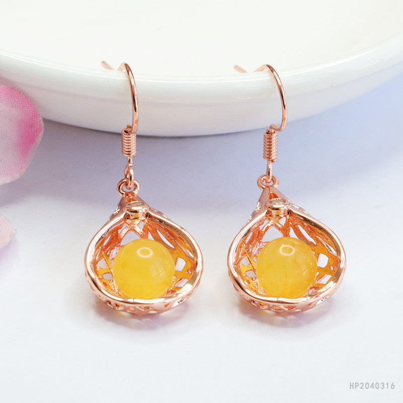 Beeswax Amber Swing Drop Earrings