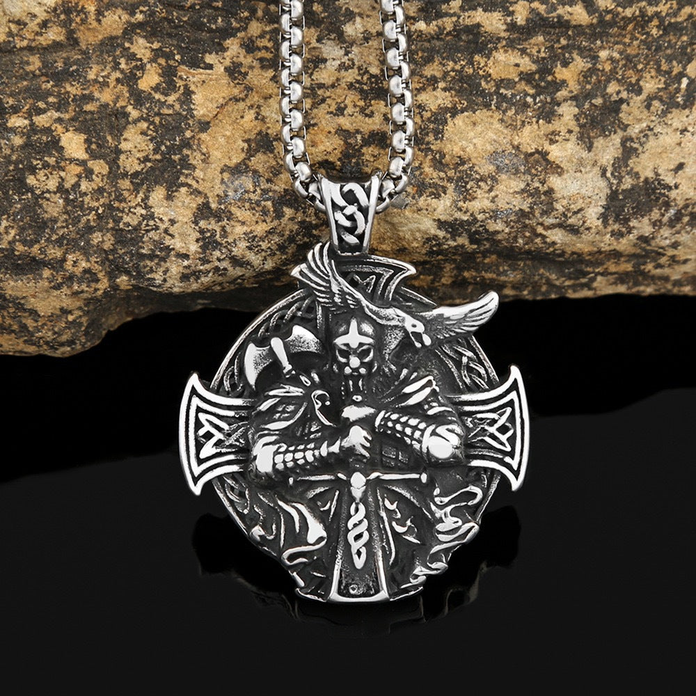 1. Planderful Odin Crow Pendant Necklace For Men Stainless Steel Viking Inspired Jewelry Gift
