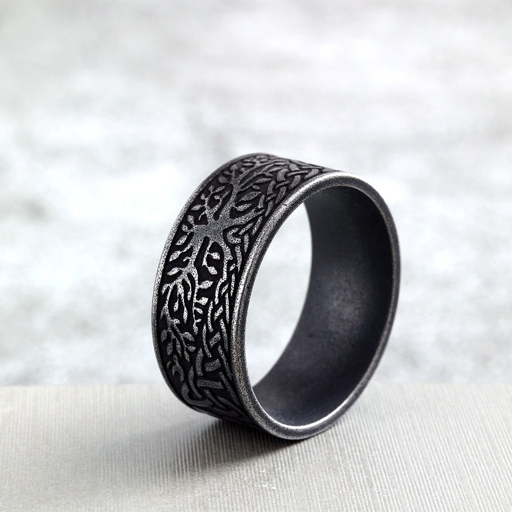 Vintage Tree of Life Stainless Steel Men's Ring