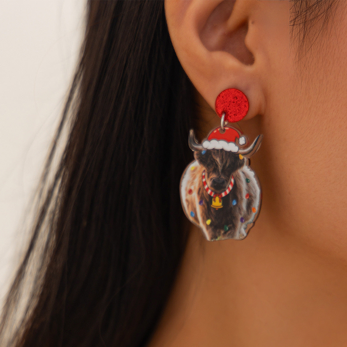 Planderful Vienna Verve Christmas Earrings Fringed Pendant For Women Elk Tree Design Statement