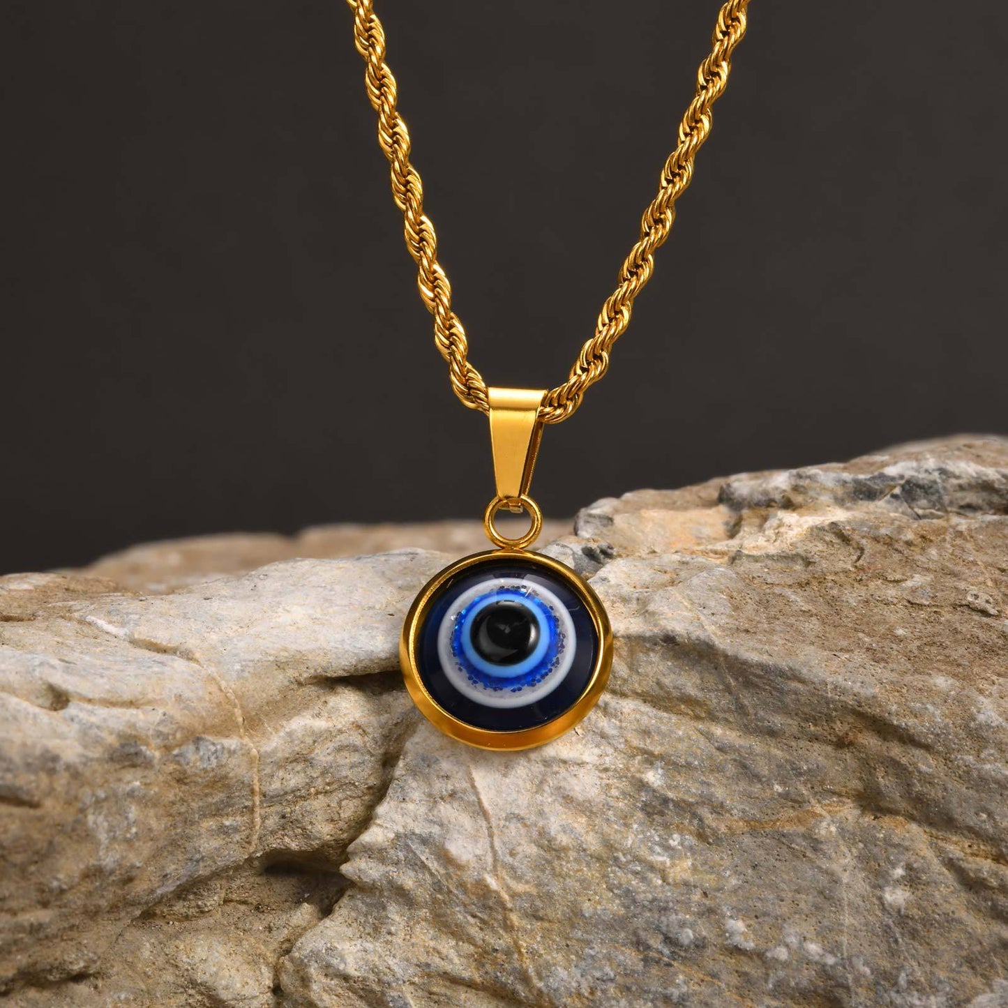 Planderful Stainless Steel Devils Eye Pendant For Men