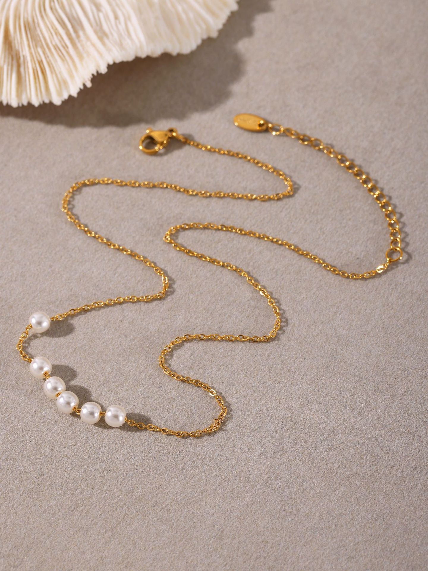 Planderful 18K Gold Plated Bead Collarbone Necklace Women