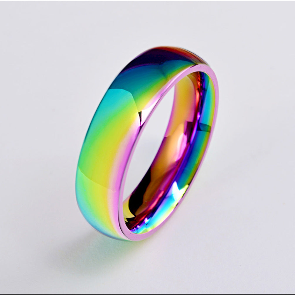 Colorful Titanium Steel Ring Gender-Neutral Rainbow Jewelry