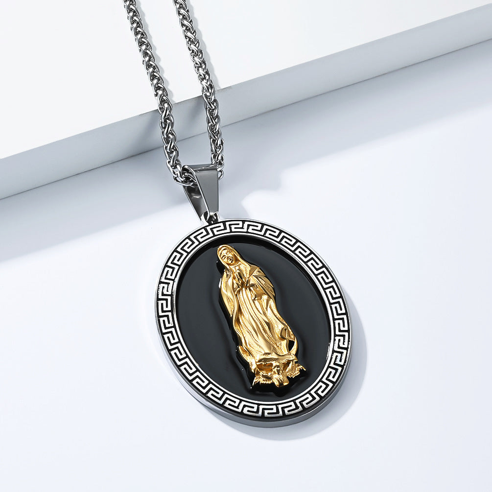 Planderful Virgin Necklace Unisex 18K Gold Plated Pendant For Men Streetwear Style With Niche Literary Retro Charm