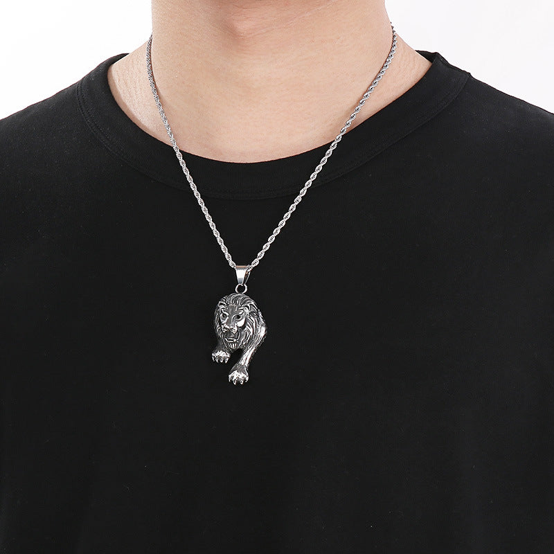 Planderful Forest Lion Pendant For Men Domineering Stainless