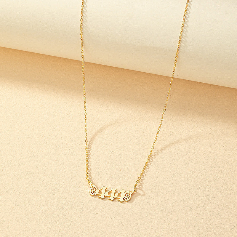 Butterfly Number Necklace with Metal Pendant - Elegant Vienna Verve Collection