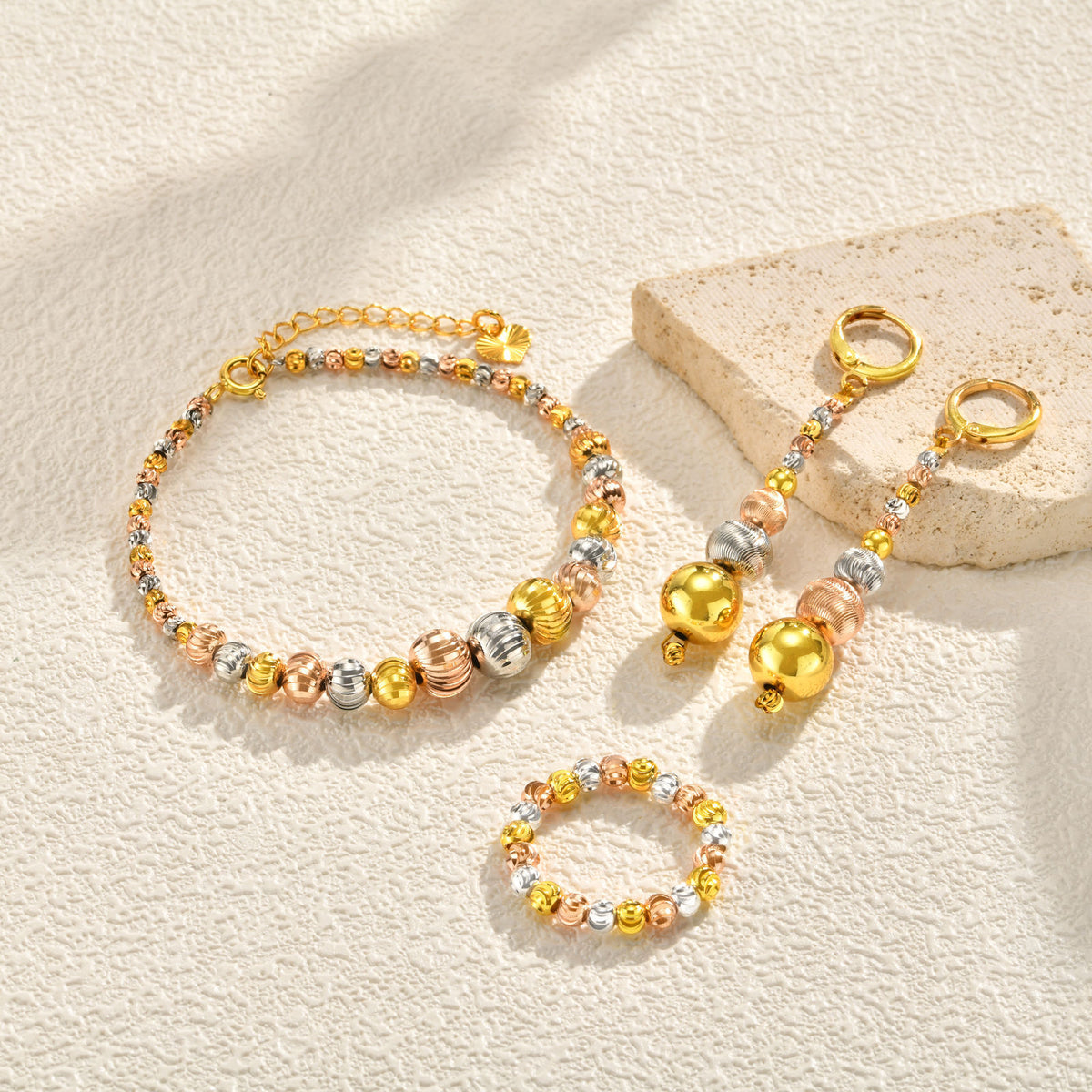 Coordinated Zircon Jewelry Collection – Ring, Bracelet & Earrings