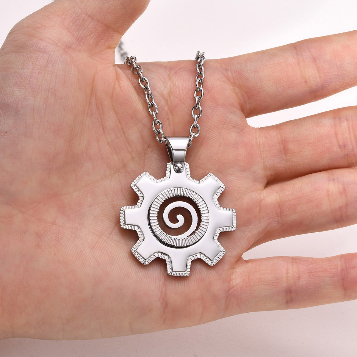 Men's Necklace Stainless Steel All-Light Gear Pendant