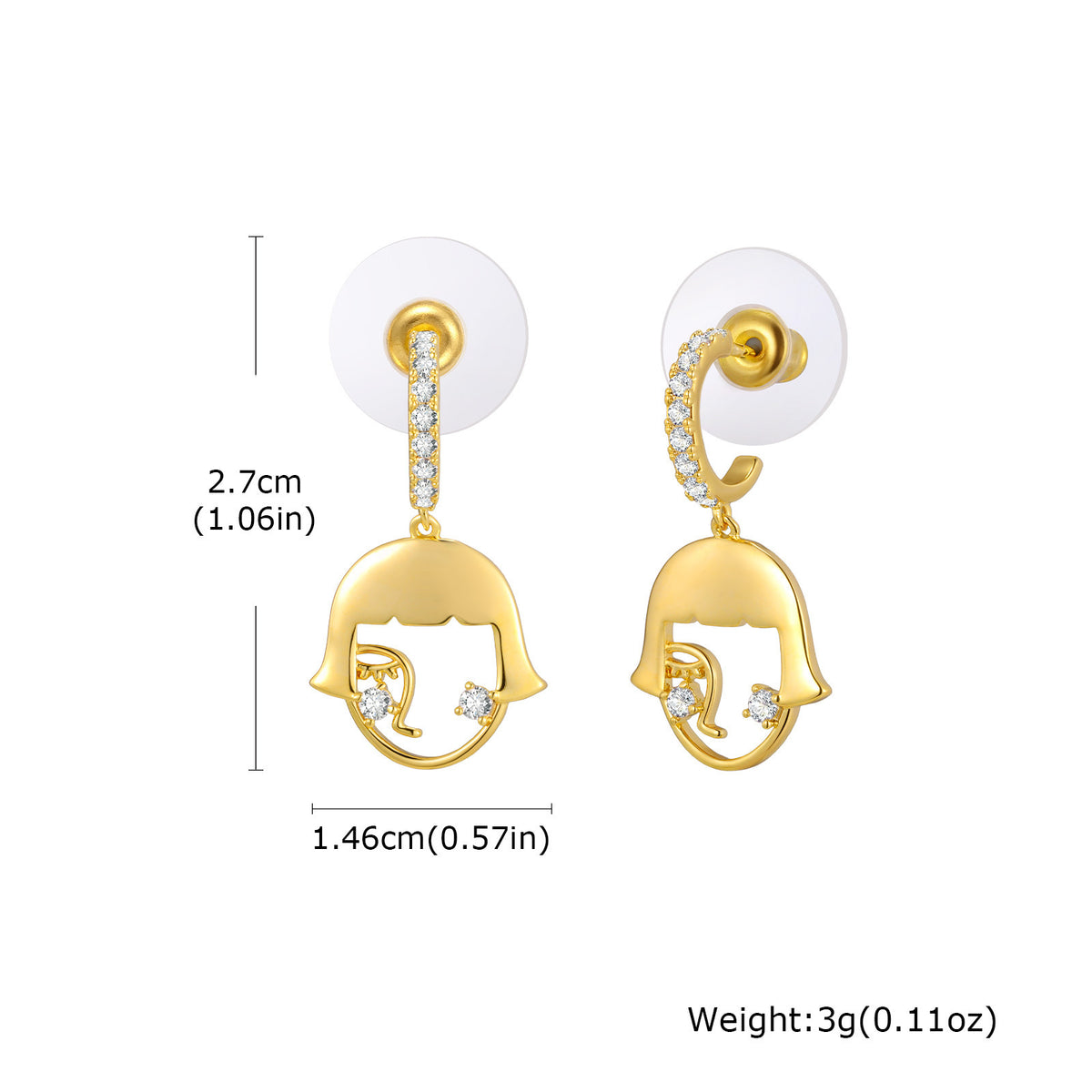 Gold-Tone Crystal Abstract Face Drop Earrings