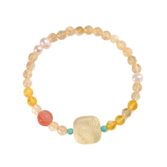 Planderful Fortune's Favor Bracelet – Elegant Freshwater Pearl and Citrine Design