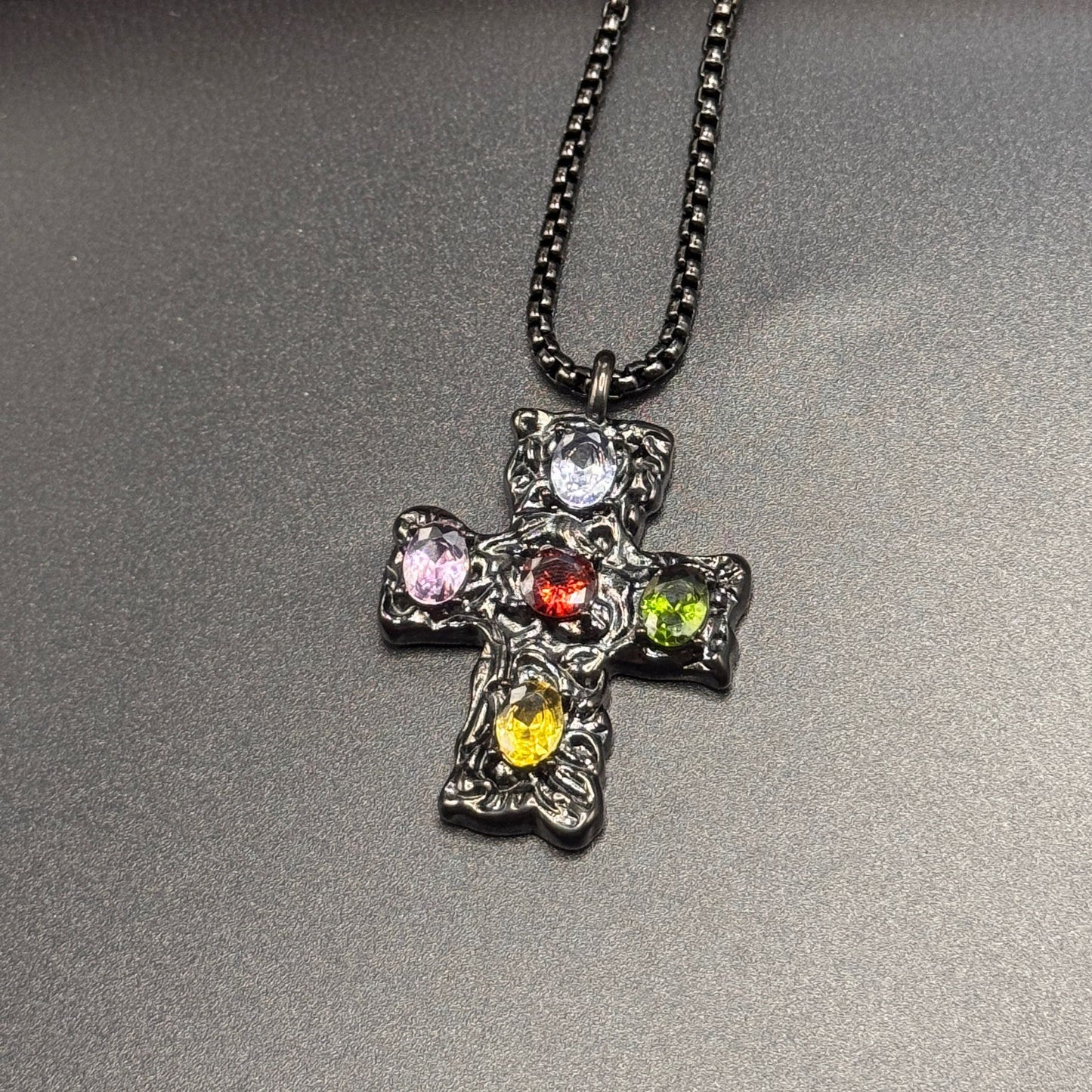 Planderful Cross Necklace Titanium Steel Gold Plated Multicolor Beating Pattern For Fashion Lovers