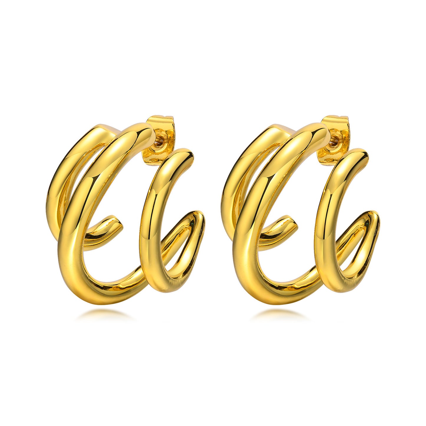 European And American Jewelry Copper Three-Ring Earrings Set