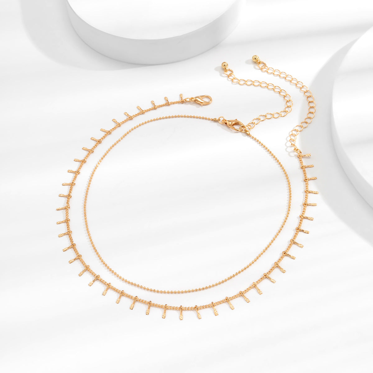 Planderful Vienna Verve Double Layer Fringed Necklace For Women Versatile Geometric Collarbone Statement Jewelry