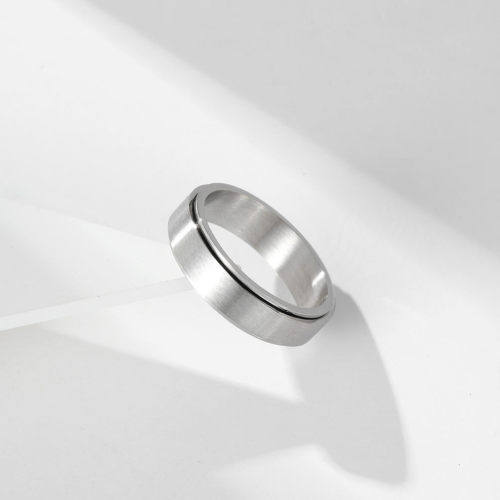 Planderful Rainbow Titanium Steel Ring For Couples Rotating Matte Sand Surface Stainless Steel Band Unisex