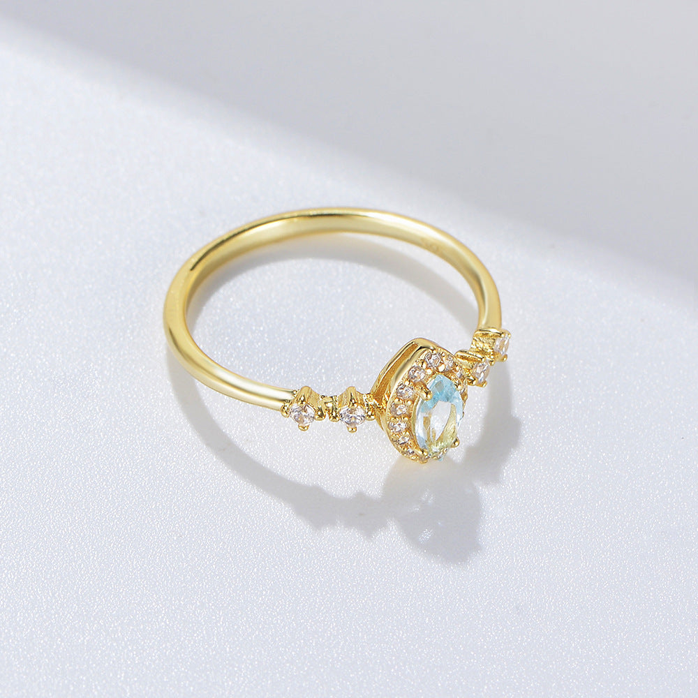 Planderful S925 Sterling Silver Sky Blue Marquise Topaz Ring For Women Elegant Luxury