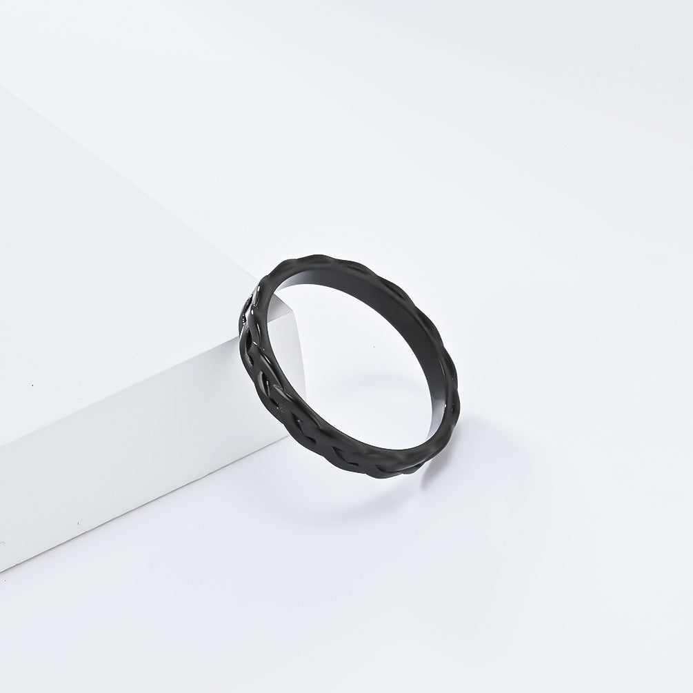 Planderful Titanium Steel Ring For Trendsetting Fashion Lovers Braided Chain Minimalist Luxury Jewelry Sizes 5 To 10