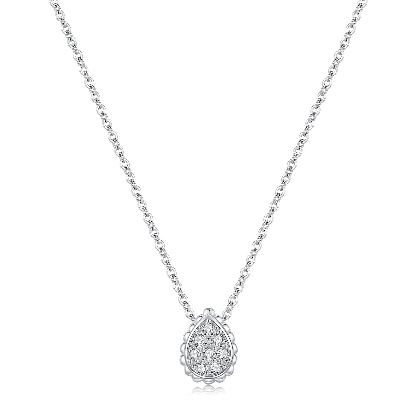 Sterling Silver Droplet Zircon Necklace - Versatile Collar Chain