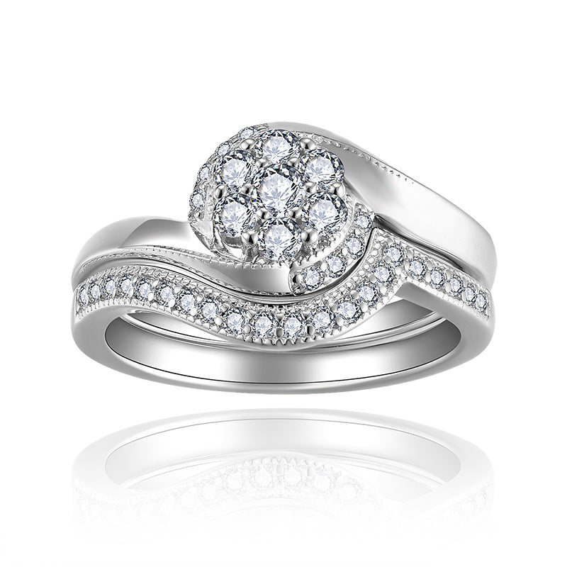 Vintage Niche Design Circumferential Diamond Snowflake Moissanite Ring