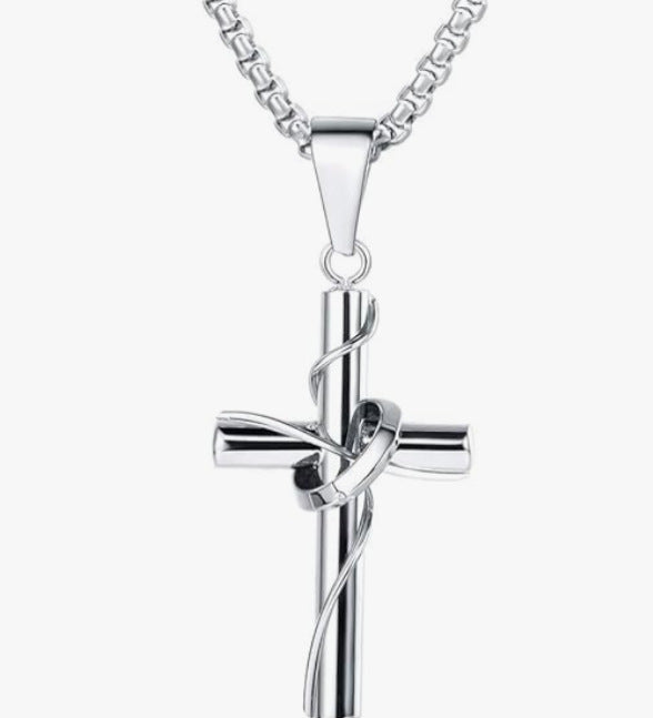 1. Planderful Stainless Steel Cross Pendant Necklace Unisex Korean Jewelry Hip Hop Style Gift