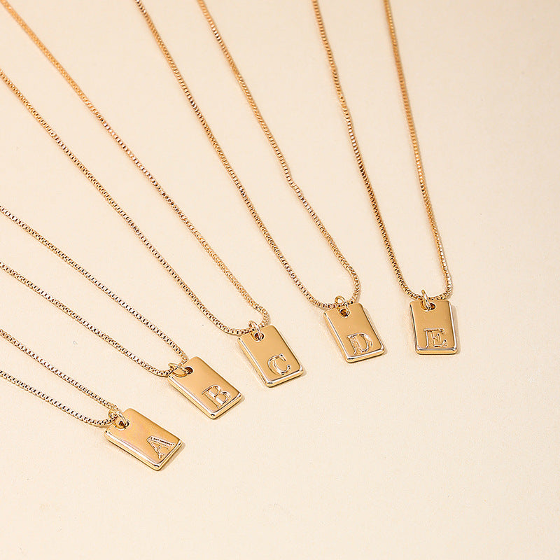 Chic Geometric Square Letter Pendant Necklace for Women