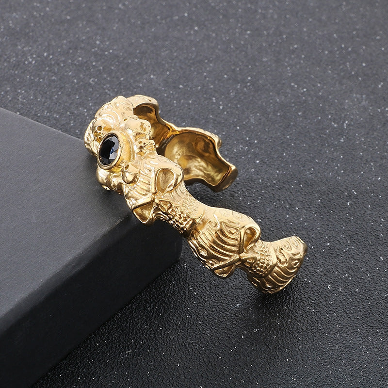 Planderful Gothic Skull Bracelet For Men Titanium Steel