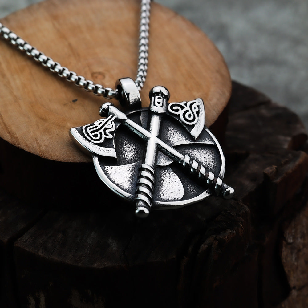 Nordic Viking Fashion Spartan Warrior Axe Pendant Necklace