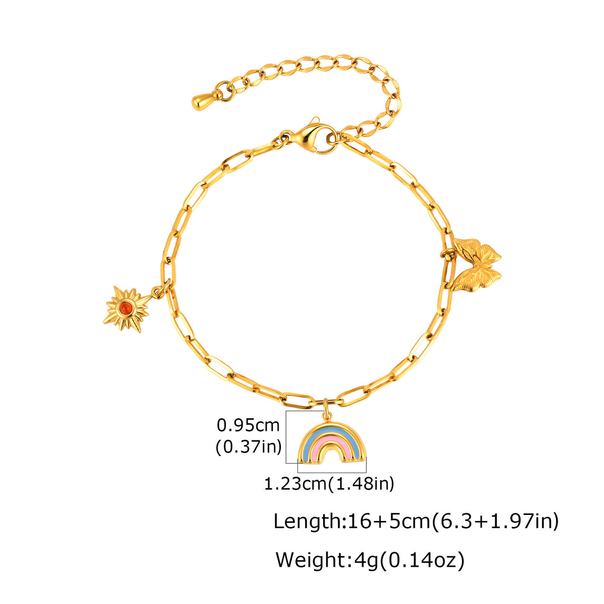 Stainless Steel Sun Rainbow Butterfly Bracelet
