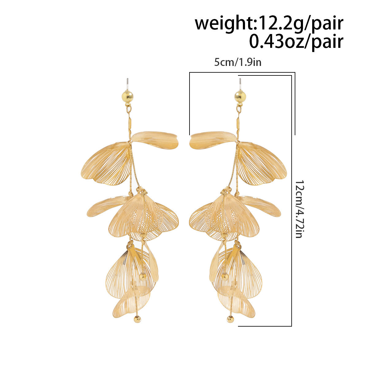 Ginkgo Leaf Stud Earrings By Planderful Vienna Verve Metal Textured Imitation Pearl Statement Earrings For Women