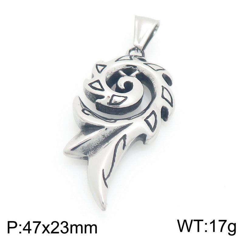 Mythical Moon Celtic Knot Amulet Phoenix Flame Hexagram Titanium Steel Men's Pendant Necklace