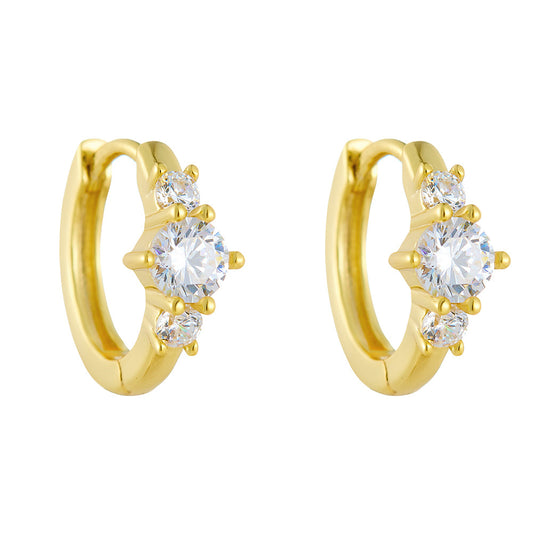 Planderful Sterling Silver Zircon Hoop Earrings For Women Everyday Luxury Minimalist Style High Shine