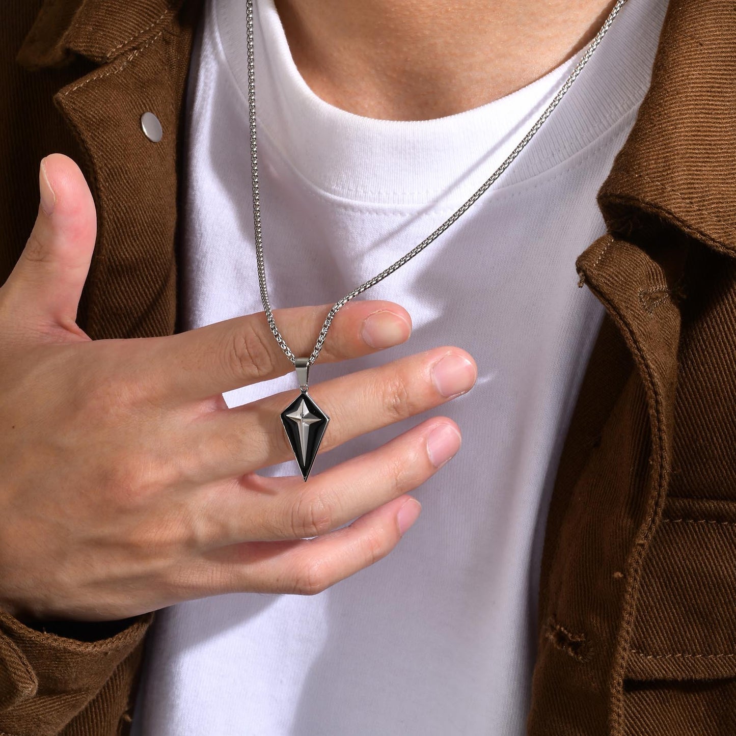 European And American Jewelry Men's Steel Tetragonal Pendant