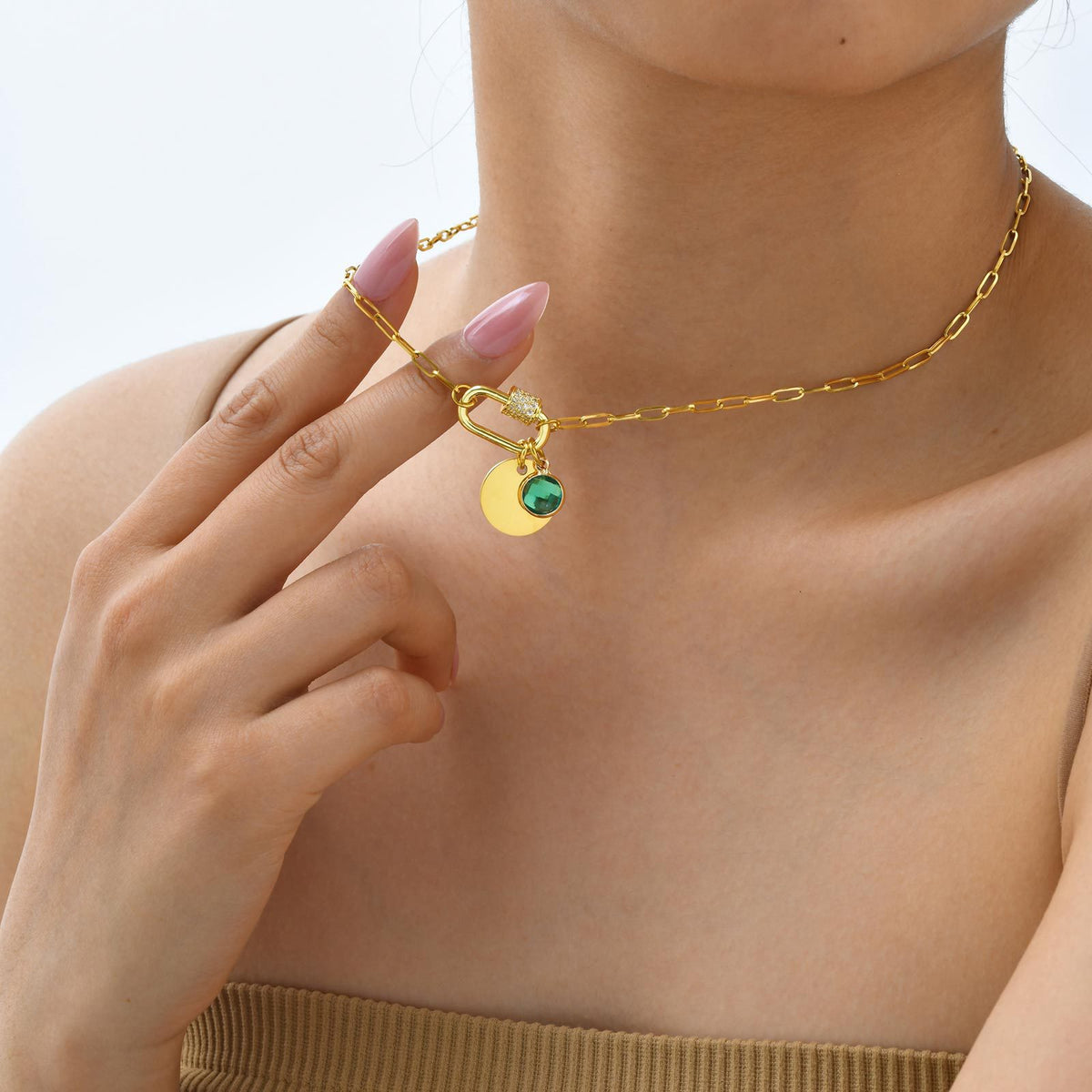 Small Square Chain Blank Stainless Steel Necklace for Women