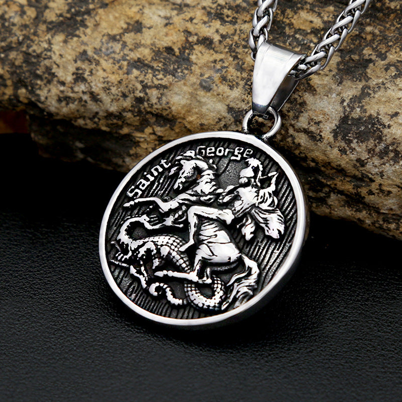 Planderful Mens Pendant Necklace Bold Stainless Steel Personalized Hip Hop Round Pendant For Men