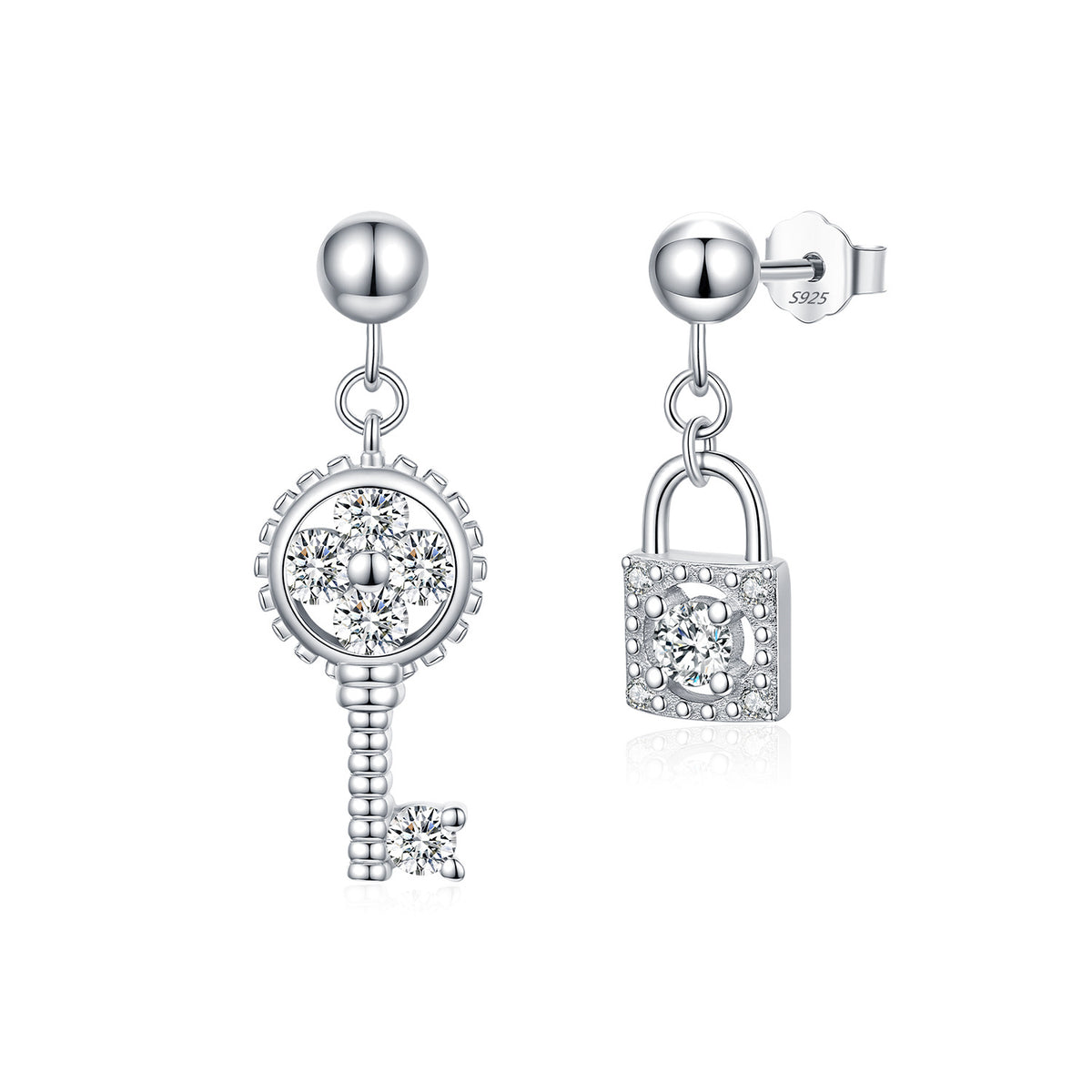 925 Sterling Silver Asymmetric Moissanite Earrings