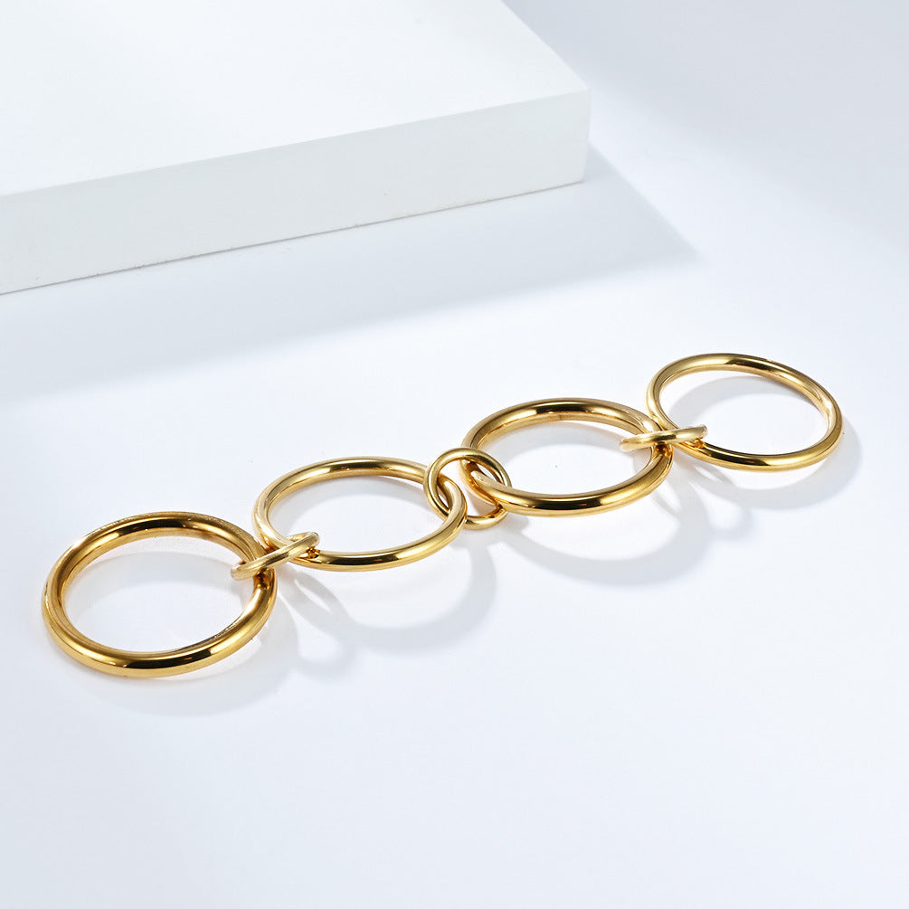 Planderful Stacked Ring For Women Four Layer Titanium Steel Plated Gold Everyday Elegant Accessory