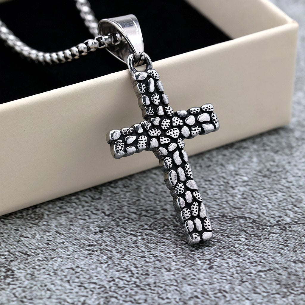 Vintage Cross Stainless Steel Men's Pendant Necklace