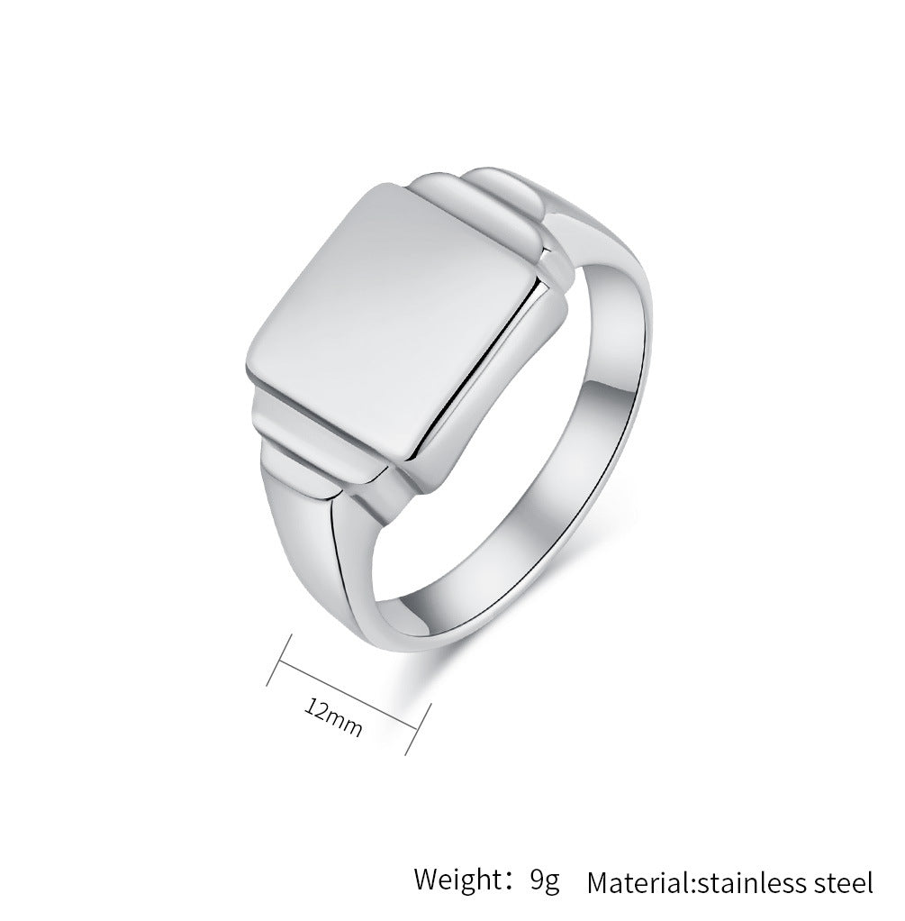 Planderful Titanium Steel Ring Unisex Geometric Square Design For Men And Women Everyday Jewelry