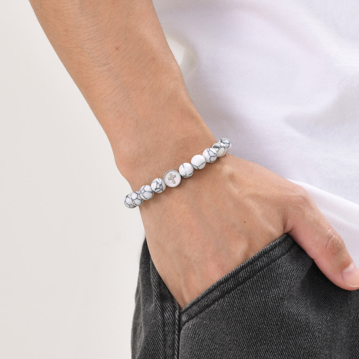 Cross Adjustable Stainless Steel Bracelet for Men