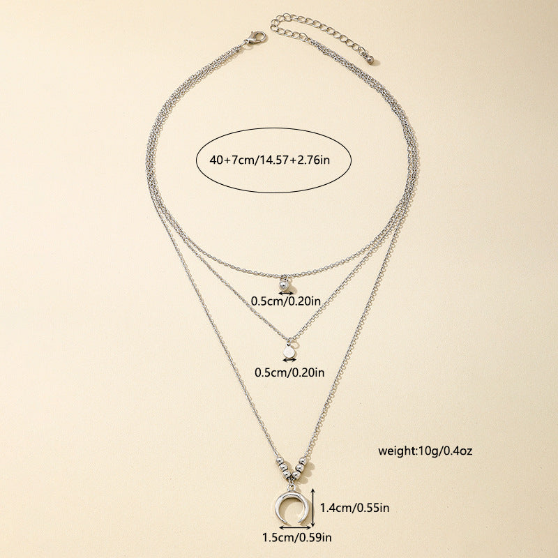 Planderful Vienna Verve Necklace – Stylish Three-Layer Fringed Crescent Moon Design