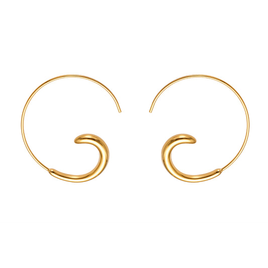 Planderful C Shaped Minimalist Earrings Gold Plated Women