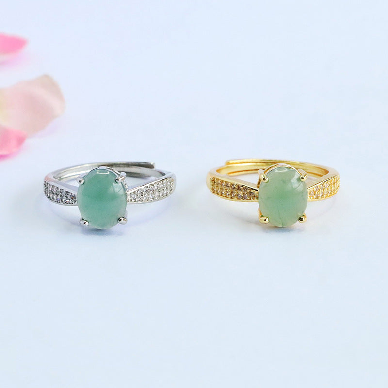Blue-Water Jadeite Star Dew Ring