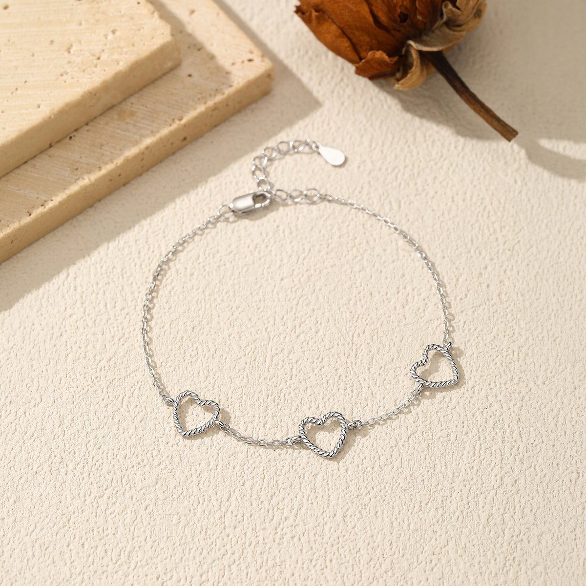 925 Sterling Silver Heart Openwork Bracelet