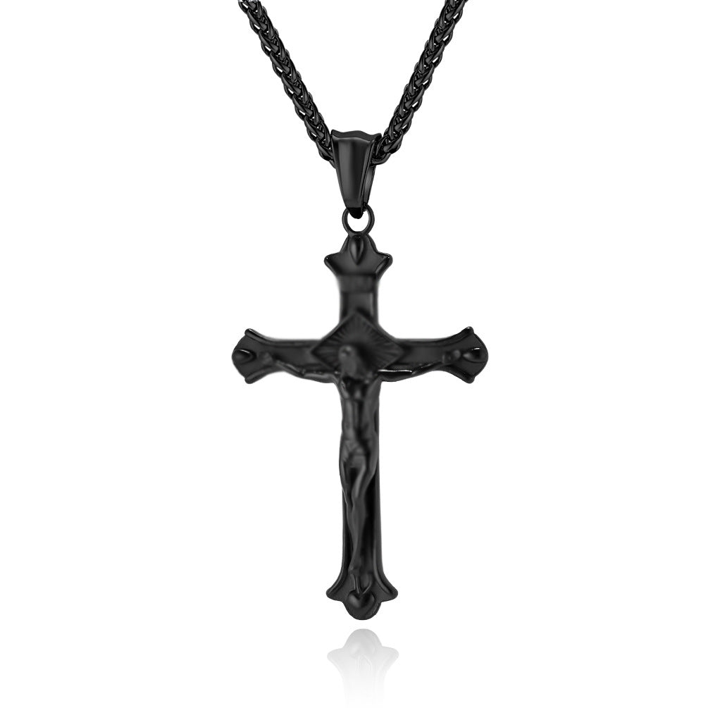 European and American Retro Titanium Steel Cross Necklace for Men