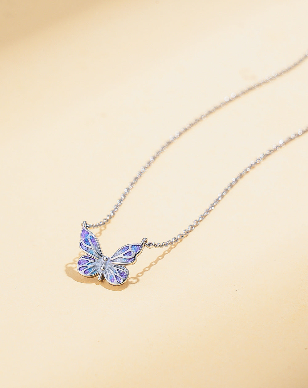 Enamel Gradient Butterfly Necklace