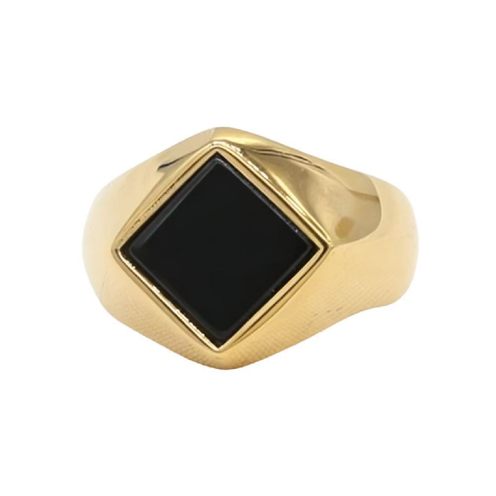 Planderful Titanium Steel Ring Unisex Geometric Quadrilateral Rhombus Design For Everyday Genie Protection