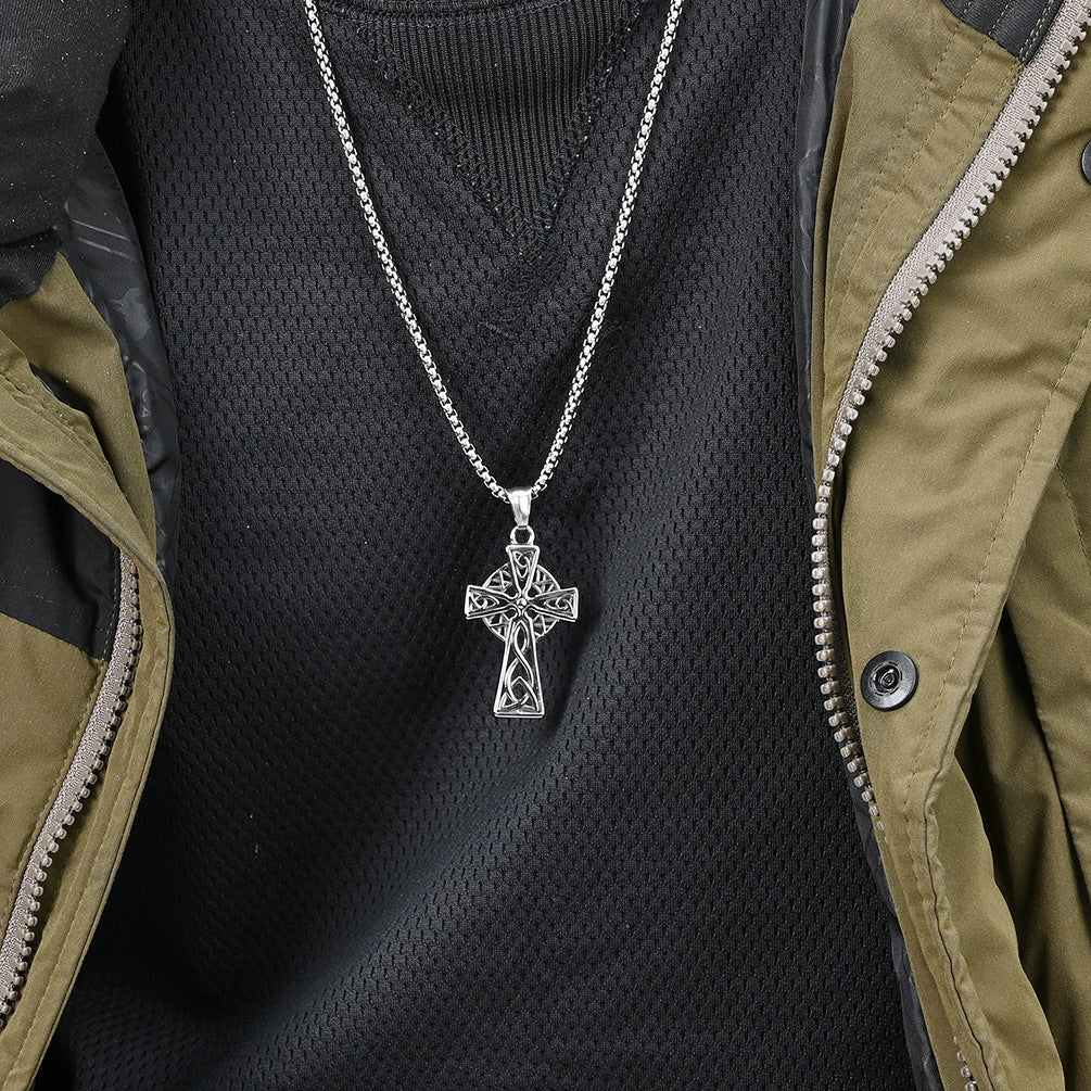 Nordic Viking Celtic Triangular Knot Pendant Necklace for Men