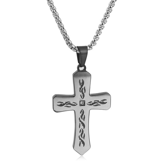 European And American Stainless Steel Cross Pendant Necklace