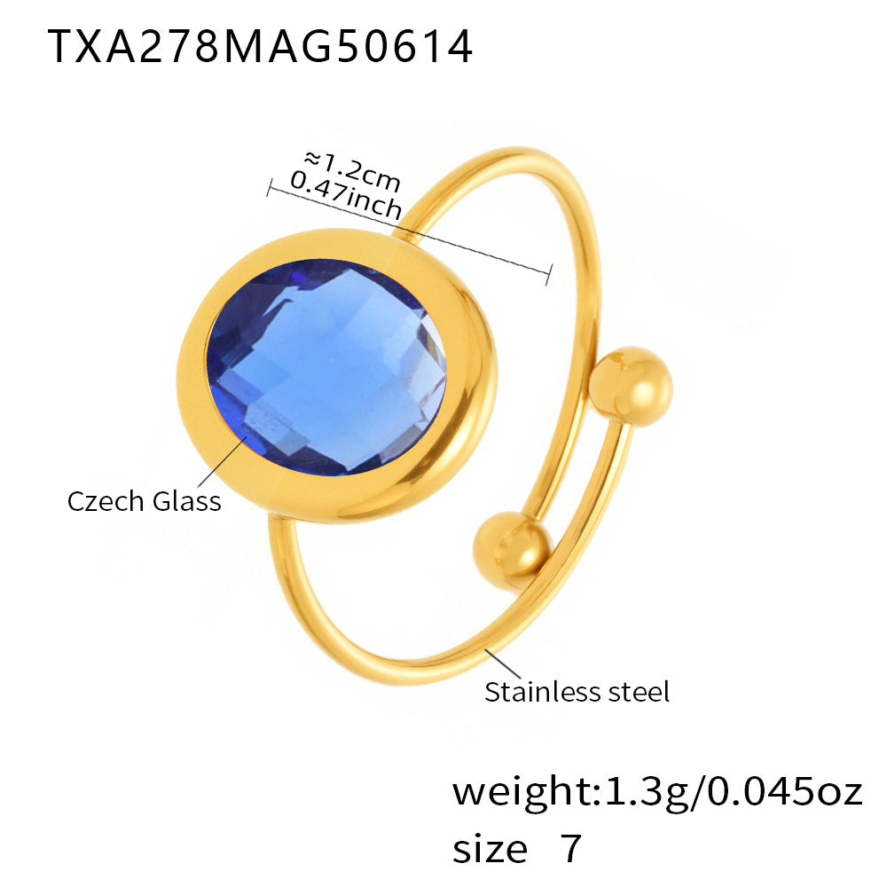 Planderful Glass Ball Index Finger Ring Gold Plated Women